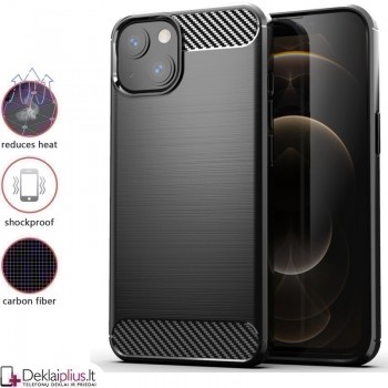 Carbon guminis dėklas - juodas (telefonui Apple Iphone 13)